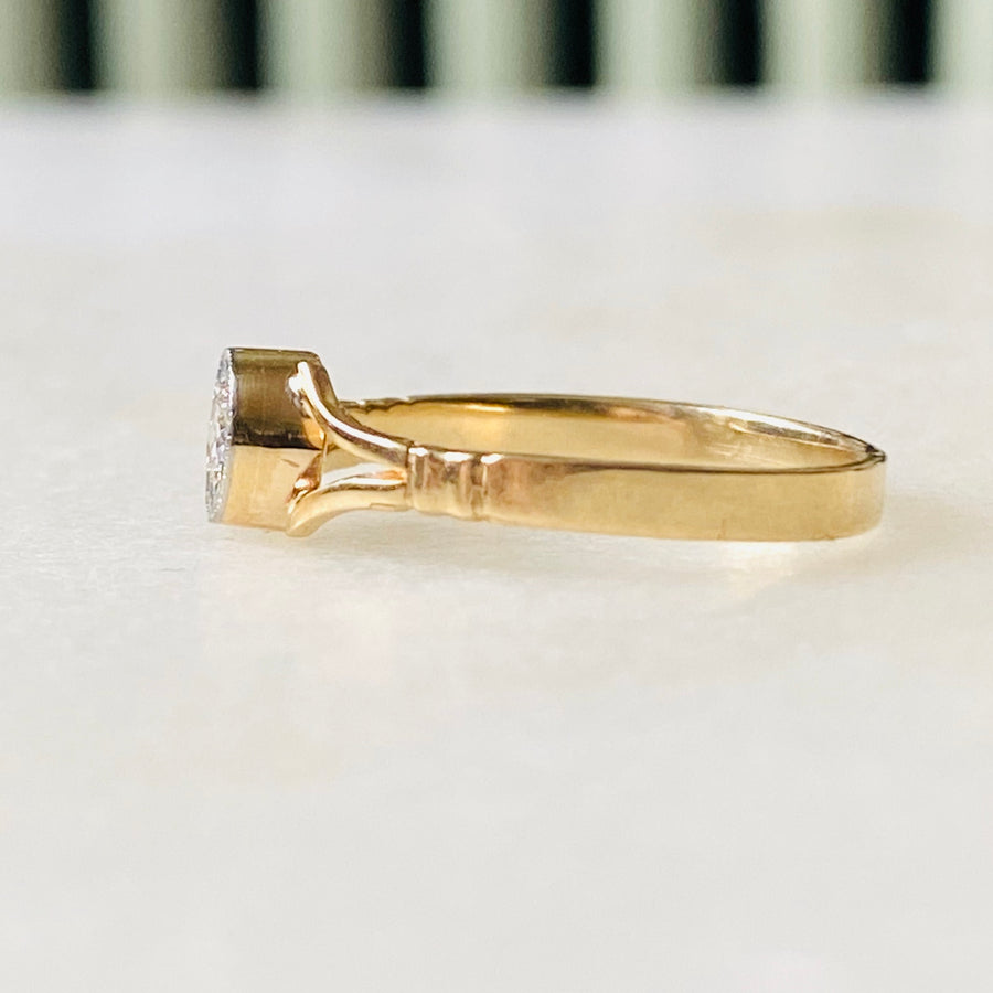 Diamond Ring, Antique Solitaire Art Deco 10k Gold 