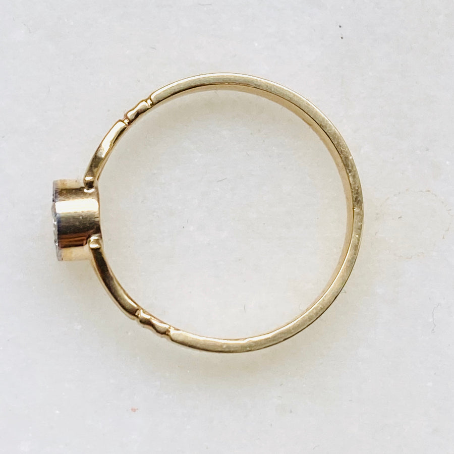 Diamond Ring, Antique Solitaire Art Deco 10k Gold 