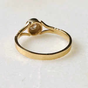 Diamond Ring, Antique Solitaire Art Deco 10k Gold 