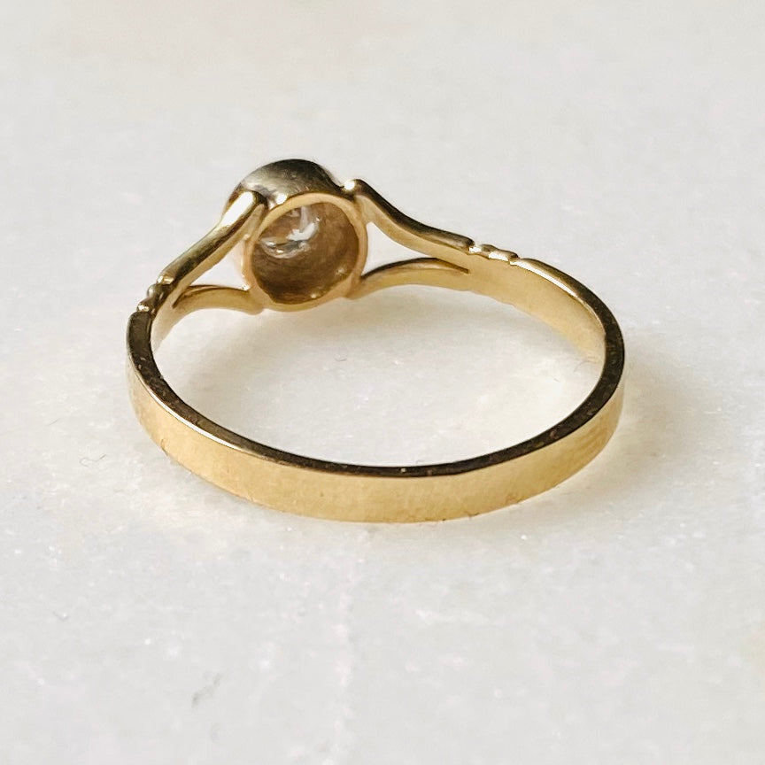 Diamond Ring, Antique Solitaire Art Deco 10k Gold 