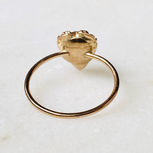 Antique pearl heart gold ring