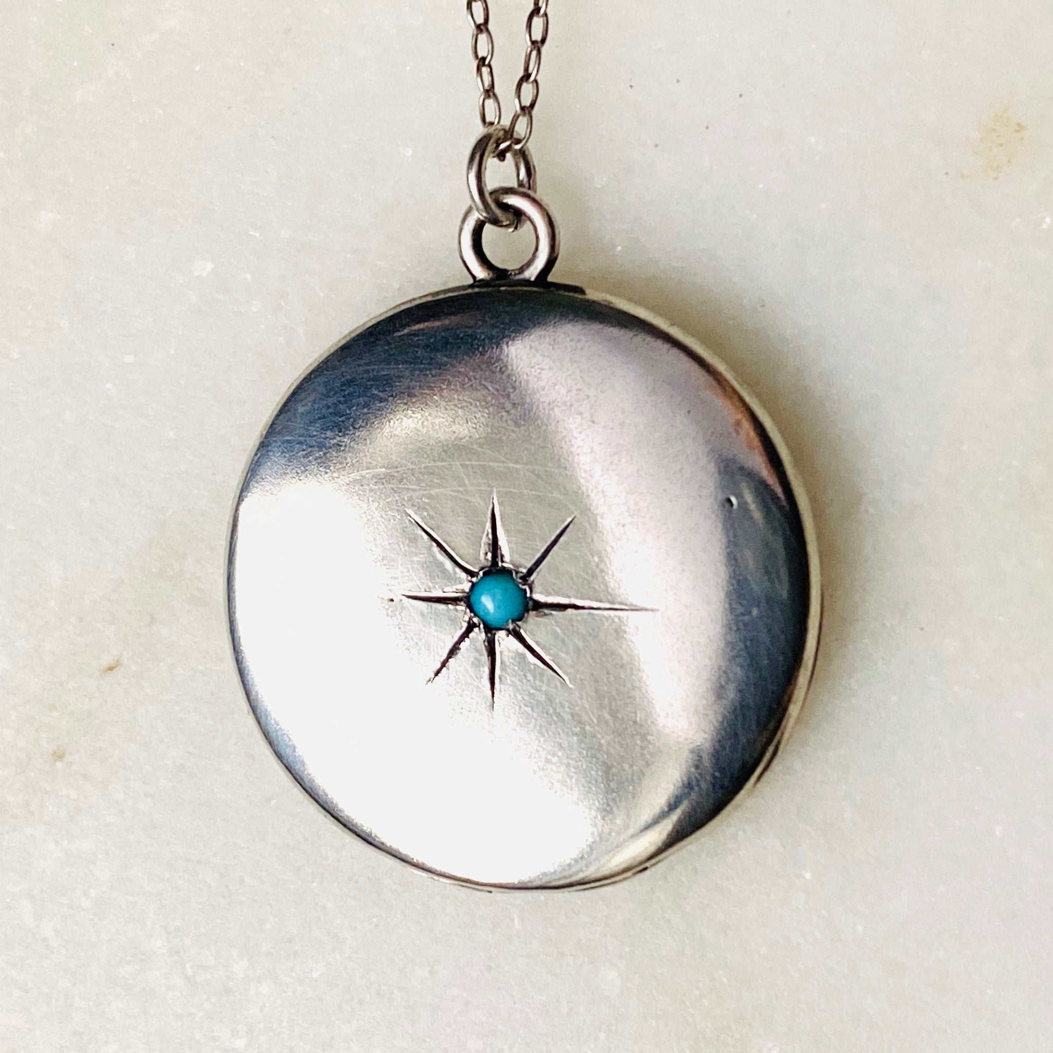 Round silver new arrivals locket necklace