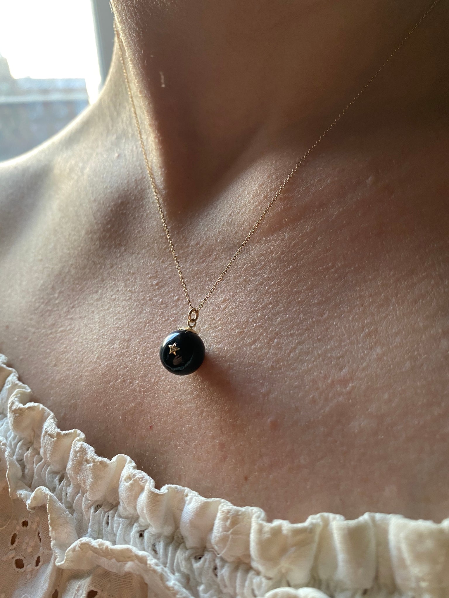 Black onyx necklace with diamonds Clearance