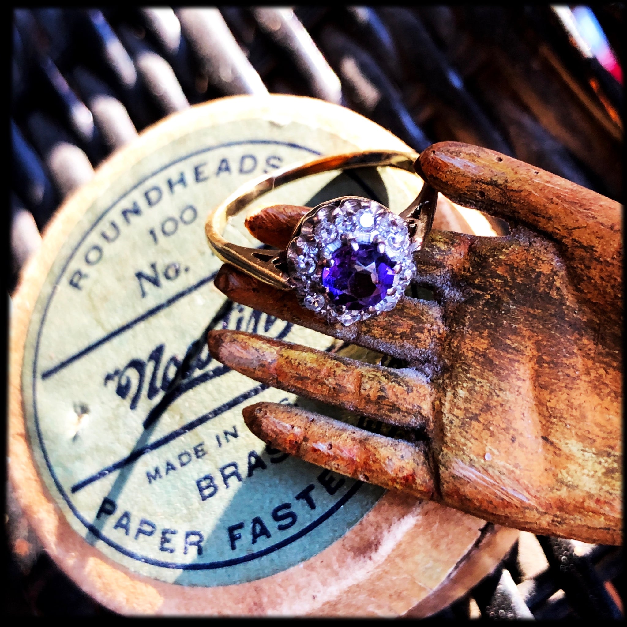 Amethyst and diamond gold sale ring