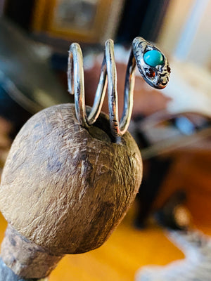 AeraVida Sterling Silver Snake Coil Ring - Unique Handcrafted Oxidized Jewelry