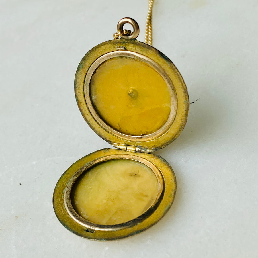 Victorian starburst gold-filled locket necklace