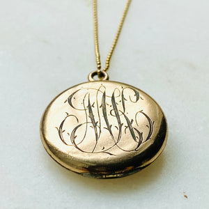 Victorian starburst gold-filled locket necklace