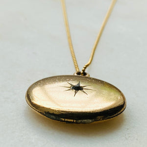 Victorian starburst gold-filled locket necklace