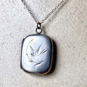 Swallow sterling silver antique locket necklace