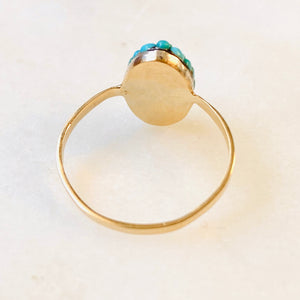 Victorian Turquoise Oval Pavé Bombe Ring