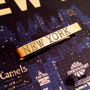 tie bar, custom stamped, made in NYC