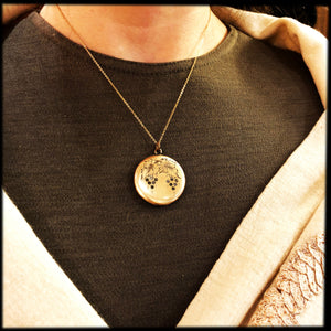 Grape clusters antique locket necklace