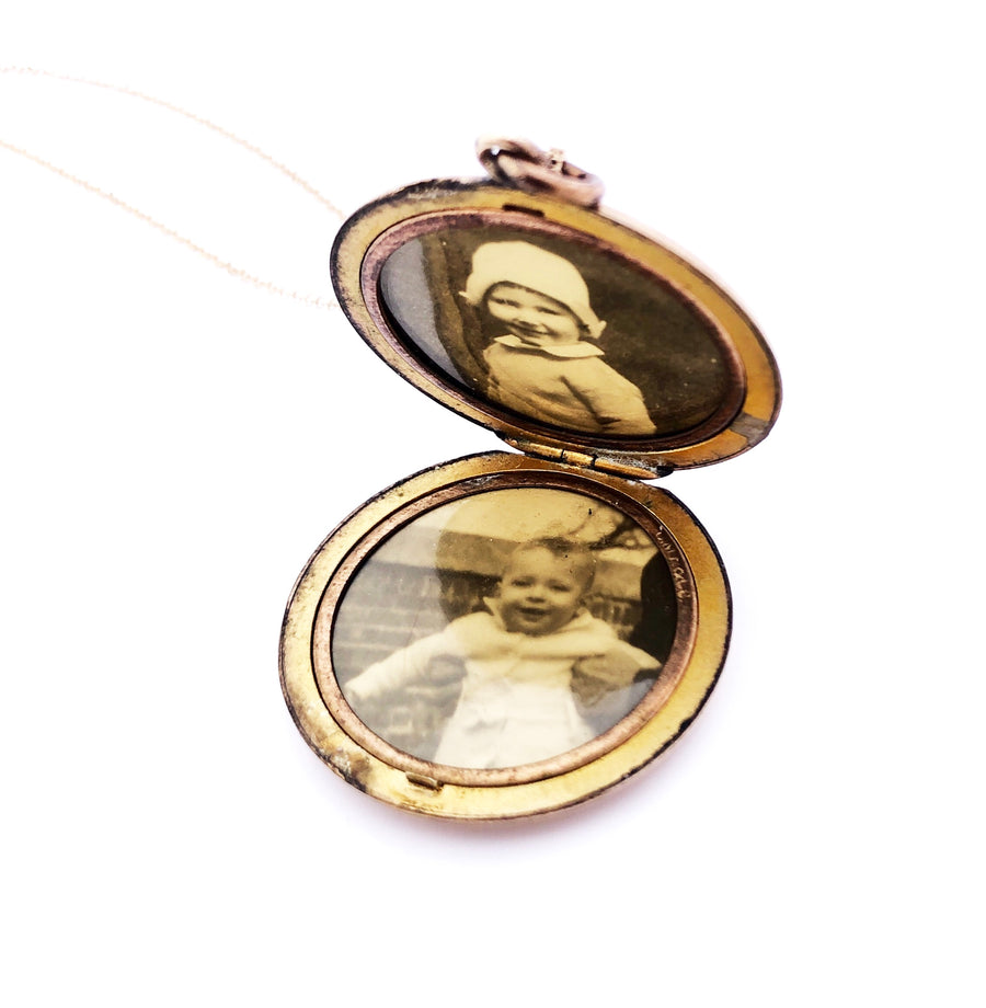 Grape clusters antique locket necklace