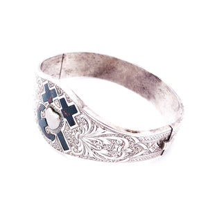 Faith Hope and Charity Bloodstone Inlay Silver Victorian bracelet