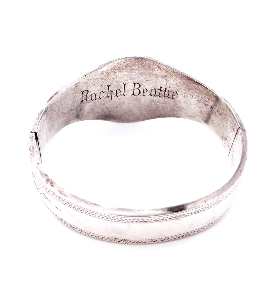 Faith Hope and Charity Bloodstone Inlay Silver Victorian bracelet