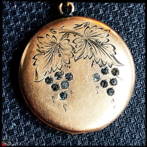 Grape clusters antique locket necklace