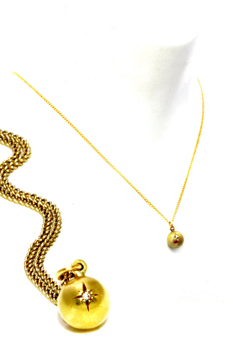 Diamond and Brass ball necklace